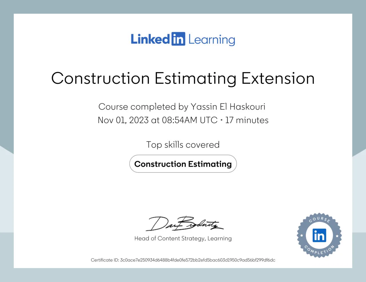 Construction Estimating: Extension